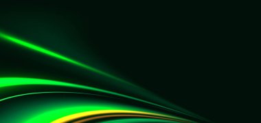 Fütürist yeşil ışınlar kıvrımlı. Hızlı hareket kavramı. Vektör illüstrasyonu 