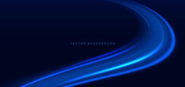 Koyu mavi arka planda parlayan açık mavi kollu ışınlar. Yüksek hızlı hareket kavramı. Vektör illüstrasyonu