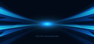 Soyut geometrik eğri çizgiler teknolojisi koyu mavi arka plan üzerinde. İletişim konsepti yeniliği dijital. Vektör illüstrasyonu