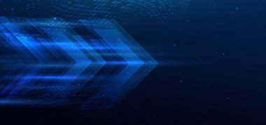 Teknoloji okunun köşegeni koyu mavi arkaplanda parlıyor. İletişim konsepti yeniliği. Vektör illüstrasyonu 