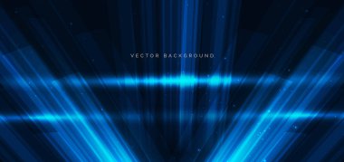 Koyu mavi arka planda teklonolojik geometrik diyagonal parlıyor. İletişim konsepti yeniliği. Vektör illüstrasyonu 