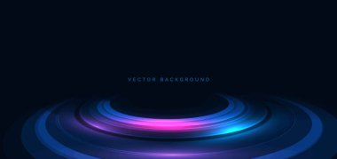 Koyu mavi arka planda yüksek hızlı muticolor eğri çizgiler. Yüksek hızlı hareket kavramı. Vektör illüstrasyonu