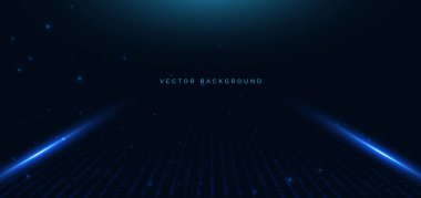 Koyu mavi arka planda parlayan gelecekteki hız çizgileri. İletişim konsepti yeniliği. Vektör illüstrasyonu