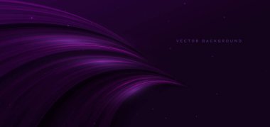 Soyut modern geometrik mor kıvrımlı çizgi arkaplanı. Şablon broşürü, kapak, görüntü düzeni. Vektör illüstrasyonu
