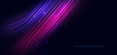 Hız hareketi yatay mavi ve kırmızı kıvrımlı çizgiler üzerinde parıltılı mavi arkaplan. Hızlı yarış arabası mavi hareket konsepti. Vektör illüstrasyonu