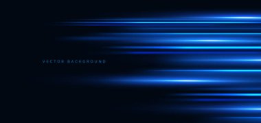 Mavi ışın, koyu arkaplanda hızlı hareket ediyor. Yüksek hızlı hareket kavramı. Vektör illüstrasyonu