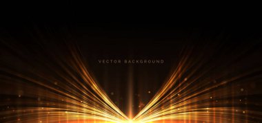 Pürüzlü arka planda parıldayan altın rengi ışık parlıyor. Vektör illüstrasyonu