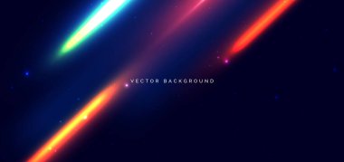 Koyu mavi arkaplanda ışık efekti mavi ve kırmızı hareket hızı hareketi. Vektör illüstrasyonu