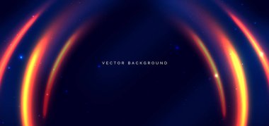 Koyu mavi arkaplanda kırmızı kıvrımlı hareket hızı hareketi. Vektör illüstrasyonu