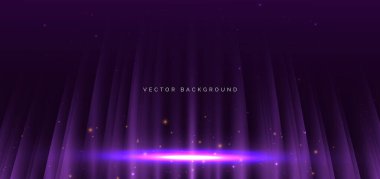 Koyu mor arka planda hareket eden mor dikey ışık huzmeleri. Vektör illüstrasyonu 