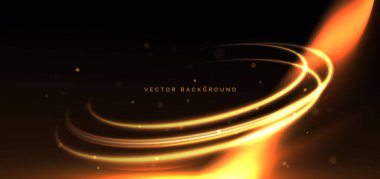 Altın hareket halkaları ışık efekti ve arka planda ışık efekti. Vektör illüstrasyonu