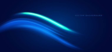 Soyut modern mavi parlayan dalga çizgileri arka plan. Şablon broşürü, kapak, görüntü düzeni. Vektör illüstrasyonu 