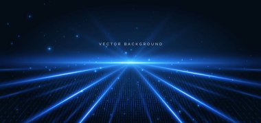 Koyu mavi arkaplanda fütüristik mavi ışık çapraz. Hızlı hareket konsepti. Vektör illüstrasyonu.