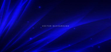Mavi ışınlar koyu mavi arkaplanda dalgalanıyor. Hızlı hareket konsepti. Vektör illüstrasyonu