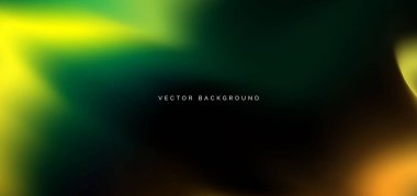 Koyu arkaplanda yeşil ve turuncu gradyan. Pankart, broşür ve sunum kullanırsın. Vektör illüstrasyonu