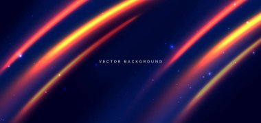 Koyu mavi arkaplanda kırmızı kıvrımlı hareket hızı hareketi. Vektör illüstrasyonu