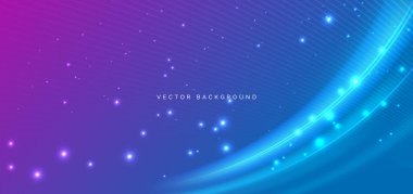 Lşık efektli soyut mavi ışık ışını koyu mavi ve pingk arkaplan üzerinde parıldıyor. Teknoloji konsepti. Vektör illüstrasyonu
