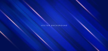 Soyut modern geometrik mavi diyagonal çizgiler arka planda altın ışık efekti çapraz. Vektör illüstrasyonu