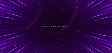 Mor ışınlar arka planda parlıyor. Hızlı hareket kavramı. Vektör illüstrasyonu