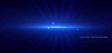 Teknoloji fütüristik eğri çizgileri koyu mavi arka planda parlıyor. Yüksek hız büyük veri ağı kavramı. Vektör illüstrasyonu