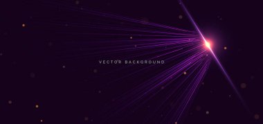 Mor ışınlar arka planda parlıyor. Hızlı hareket kavramı. Vektör illüstrasyonu