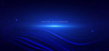 Mavi dalga çizgileri kıvılcımlı mavi arka planda hız yapıyor. Hızlı yarış arabası mavi hareket konsepti. Vektör illüstrasyonu