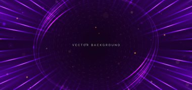 Siyah arka planda mor çizgiler. Hızlı hareket kavramı. Vektör illüstrasyonu