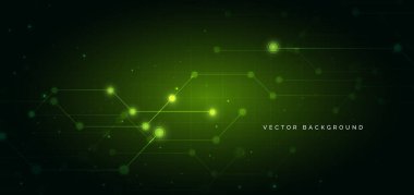 Teknoloji fütüristik yeşil çizgiler koyu yeşil arka planda yüksek teknoloji siber elementler. Vektör illüstrasyonu 