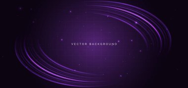 Koyu mor arka planda fütüristik teknoloji mor eğri çizgileri. Vektör illüstrasyonu