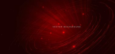 Teknoloji kırmızı arka planda çizgiler çiziyor. Vektör illüstrasyonu