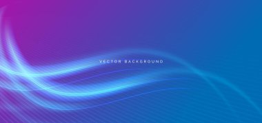 Koyu mavi ve pingk arkaplanda soyut mavi ışık ışını. Teknoloji konsepti. Vektör illüstrasyonu
