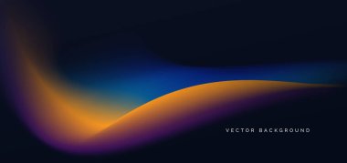 Mavi ve mor, koyu arkaplanda turuncu eğri gradyanı. Pankart, broşür ve sunum kullanırsın. Vektör illüstrasyonu