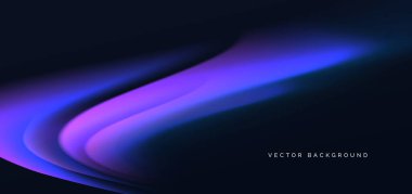 Koyu arkaplanda mavi ve mor renkli dinamik eğri. Soyut arkaplan. Vektör illüstrasyonu