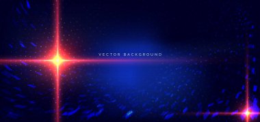 Soyut pikselin kare teknolojisi, koyu arkaplanda kırmızı ışık efektiyle. Hitech iletişim konsepti yenilik geçmişi. Vektör illüstrasyonu