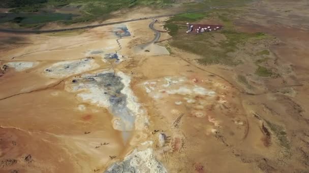 Idegenforgalmi Hely Izlandon Meleg Víz Szárított Föld — Stock videók