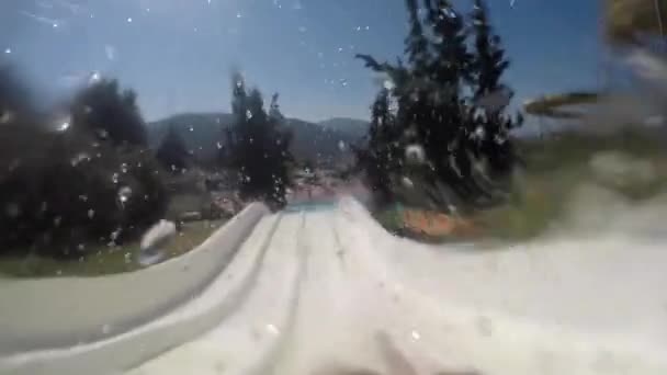 Descent Slide Water Park Rapid Descent Front View — Stock video