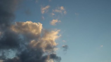 Cloud background, Blue sky with white clouds, natural background. Crows fly by