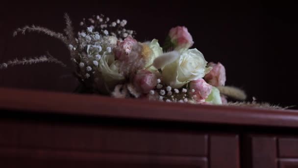 Весільний Букет Квітів Різні Квіти Одному Букеті Традиційний Букет — стокове відео