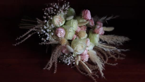 结婚的花束 不同的花在一个花束 传统花束 — 图库视频影像