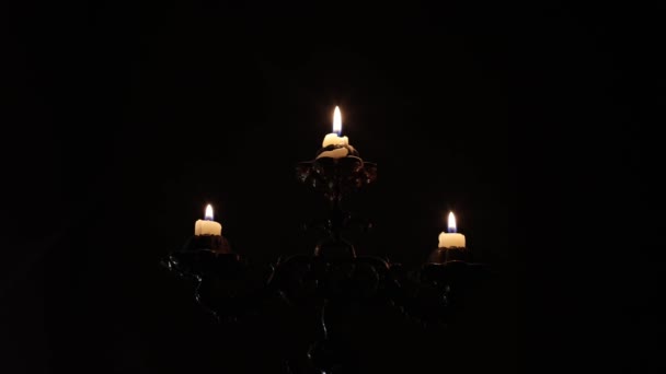 Lighting Candles Dark Electricity — Vídeos de Stock