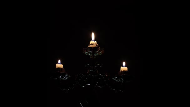 Lighting Candles Dark Electricity — Stockvideo