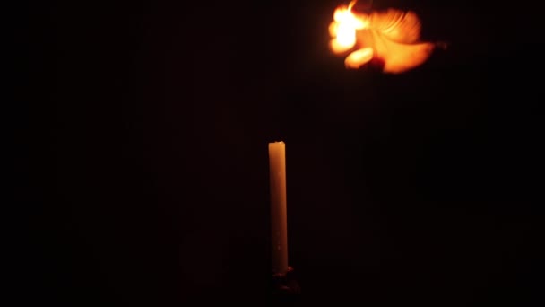 Burning Candle Night Spirituality Faith Light Dark — Vídeo de stock