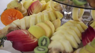 Festive table with delicious snacks. Great selection, whets the appetite. Wedding in Ukraine