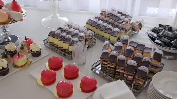 Festive Table Delicious Snacks Great Selection Whets Appetite Wedding Ukraine — Stok video