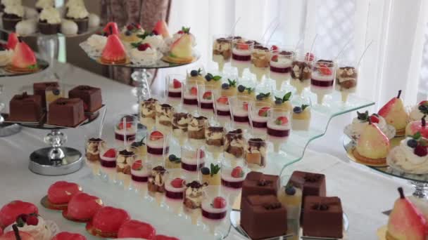 Festive Table Delicious Snacks Great Selection Whets Appetite Wedding Ukraine – stockvideo
