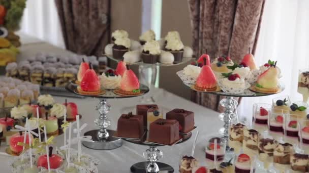 Festive Table Delicious Snacks Great Selection Whets Appetite Wedding Ukraine — Wideo stockowe