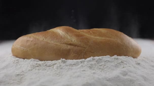 Baking Baked Bread Bread Flour Lot White Flour Loaf Crispy — Stockvideo