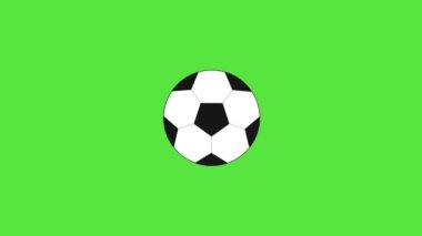 Soccer ball, black and white. International game, championship. Ball on a green background. Scene for transitions between frames, in football style. Green key, chromatic key