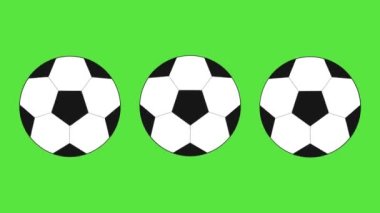 Soccer ball, black and white. International game, championship. Ball on a green background. Scene for transitions between frames, in football style. Green key, chromatic key