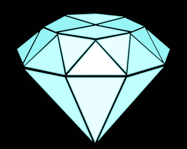ブルーダイヤモンド ダイヤモンドの3Dモデルを作成するための図面 ブラックの背景にダイヤモンド 宝石や宝石だ 女への贈り物だ 黒の背景に隔離された — ストック写真